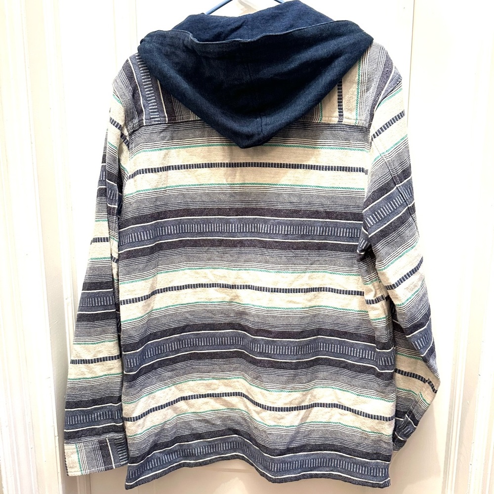 Billabong Baja Hooded Flannel Shirt Surf Sz Lg NWOT - Picture 2 of 9
